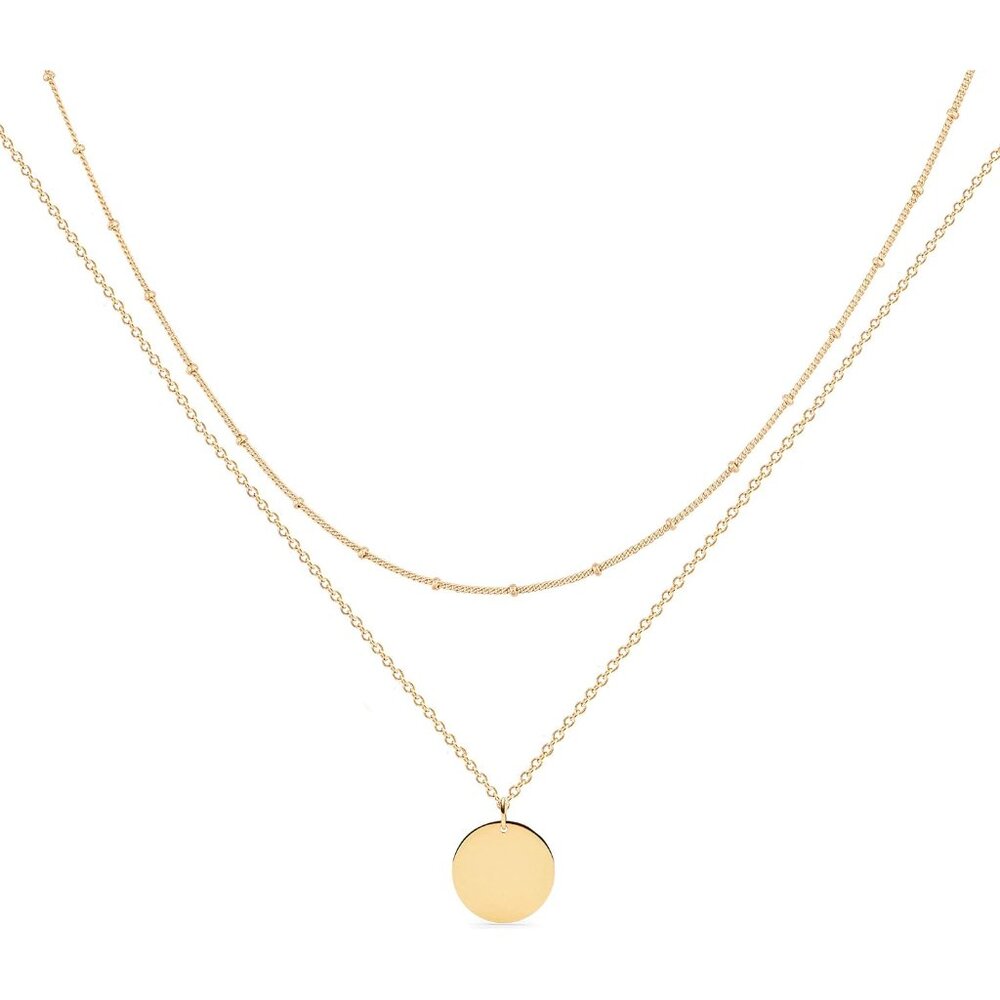 Layered Heart Necklace Pendant Handmade 18k Gold Plated Dainty Gold Choker Arrow
